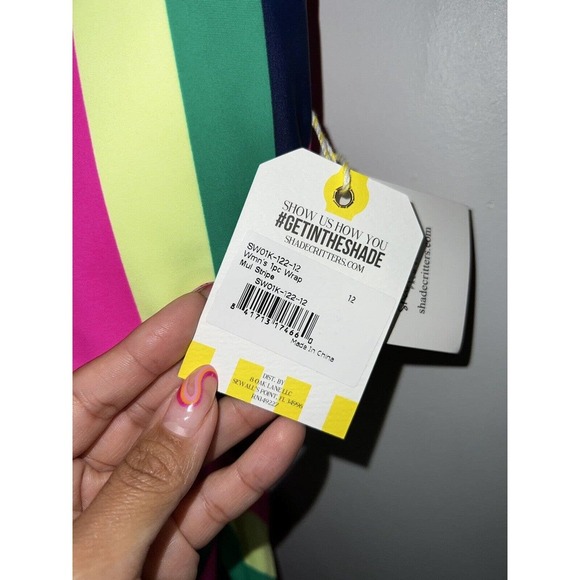 Shade Critters Women's Wrap One Piece, Multi Stripe Womens Size 12 new with Tags - Picture 6 of 9